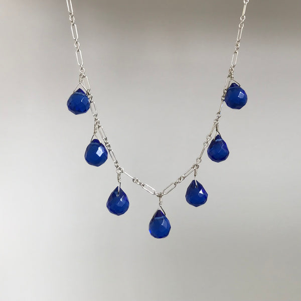 Blue CZ Teardrop Necklace