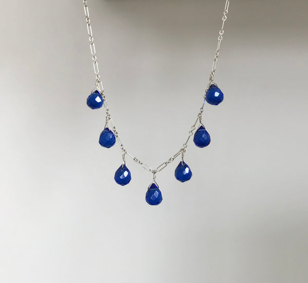 Blue CZ Teardrop Necklace