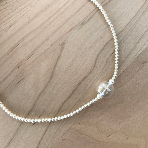 Opal chips and Blown Glass Fresh Water Pearl Necklace