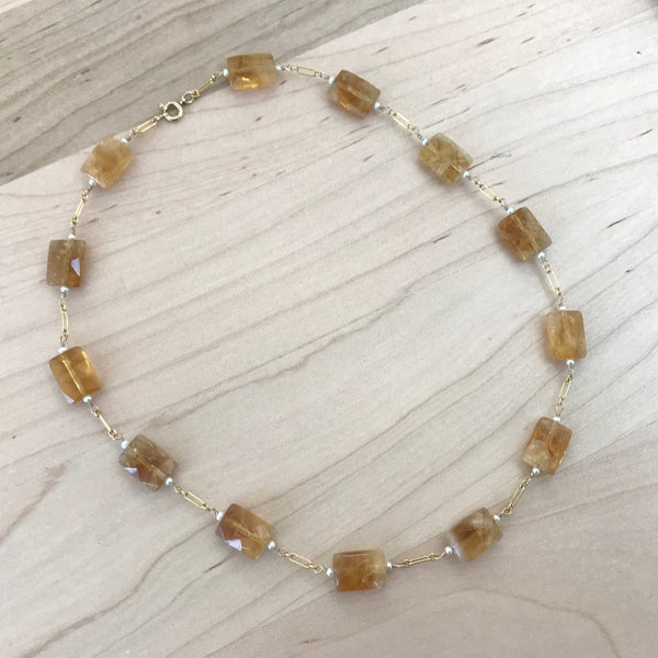 Citrine and Pearl Necklace