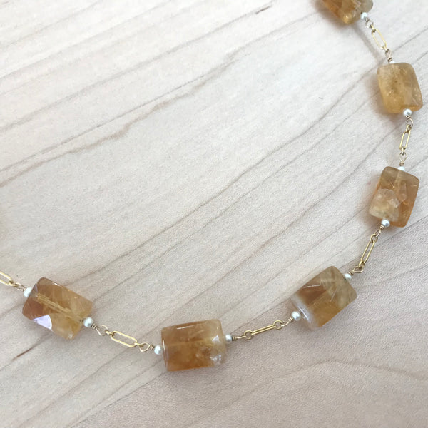 Citrine and Pearl Necklace