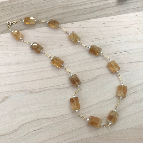 Citrine and Pearl Necklace