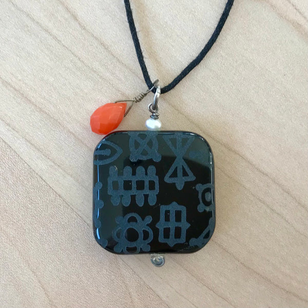 Black Agate Stone Pendant