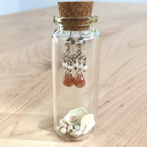 Sterling Silver, Pearl & Briolette Earrings