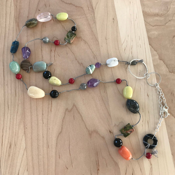 Multi-Stone & Sterling Silver Necklace