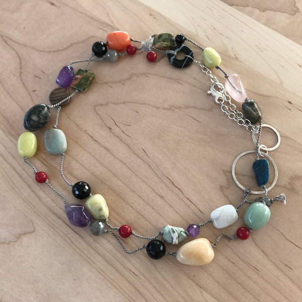 Multi-Stone & Sterling Silver Necklace