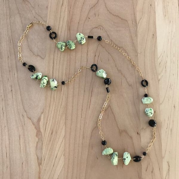 Chrysophrase & Agate Gold-Filled Necklace