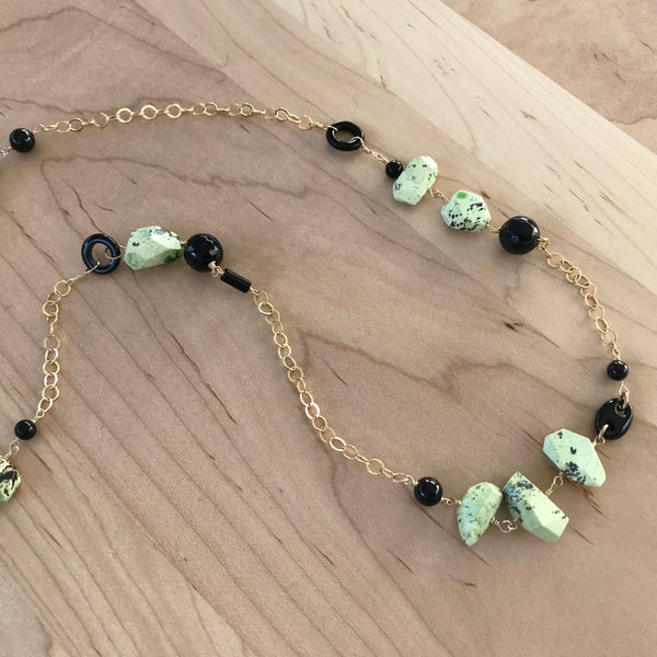 Chrysophrase & Agate Gold-Filled Necklace