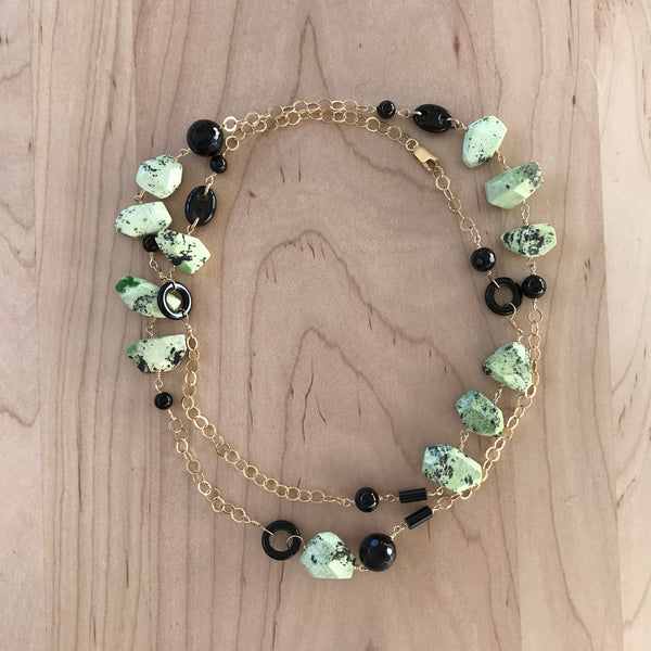 Chrysophrase & Agate Gold-Filled Necklace