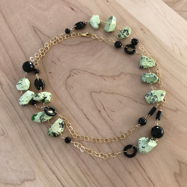Chrysophrase & Agate Gold-Filled Necklace