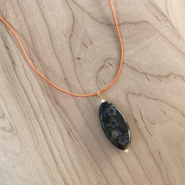 Stone Peony Flower Pendant