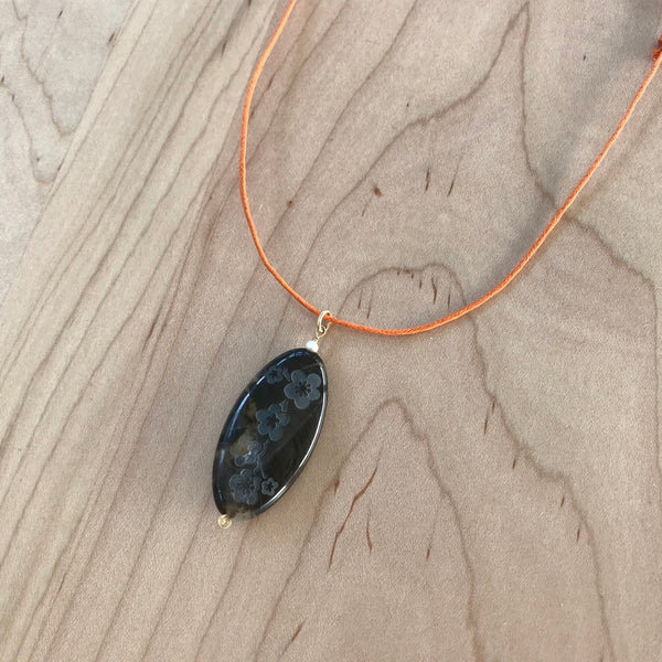 Stone Peony Flower Pendant