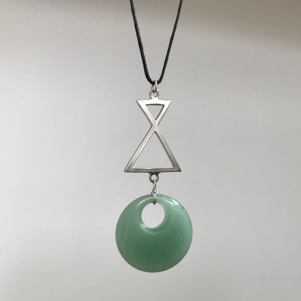 Sterling silver X and Aventurine Pendant