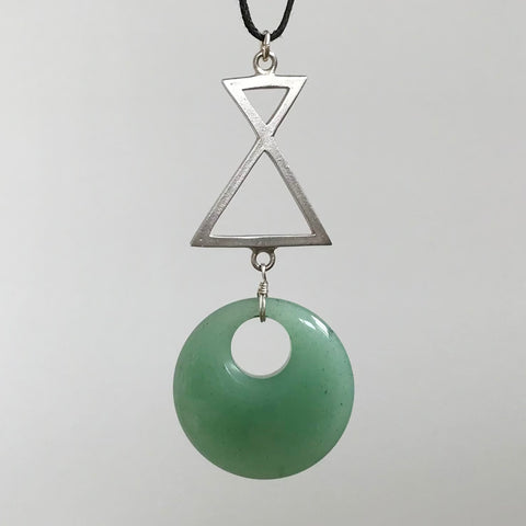 Sterling silver X and Aventurine Pendant