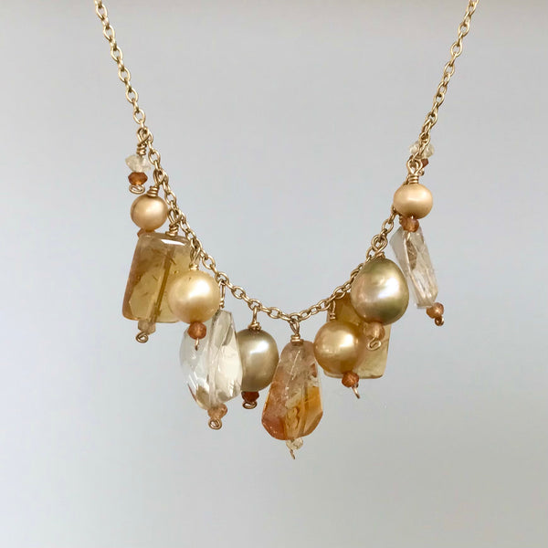 Citrine and Fresh Water Pearl Necklace