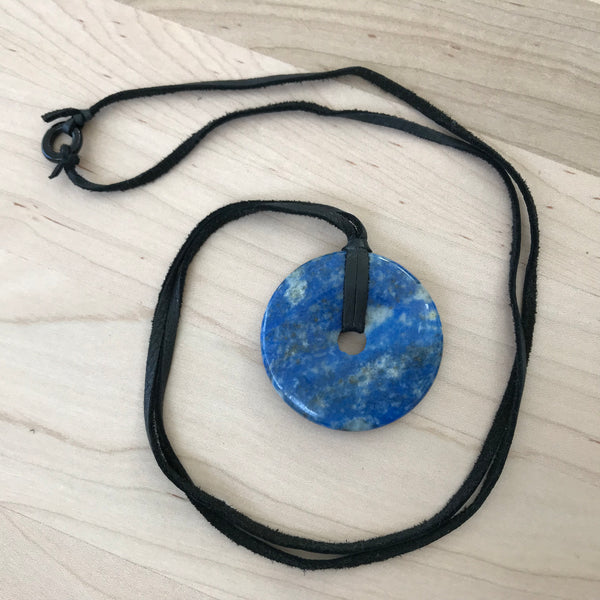 Sodalite and Leather Pendant