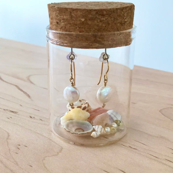 Fresh Water Coin Pearl Earrings